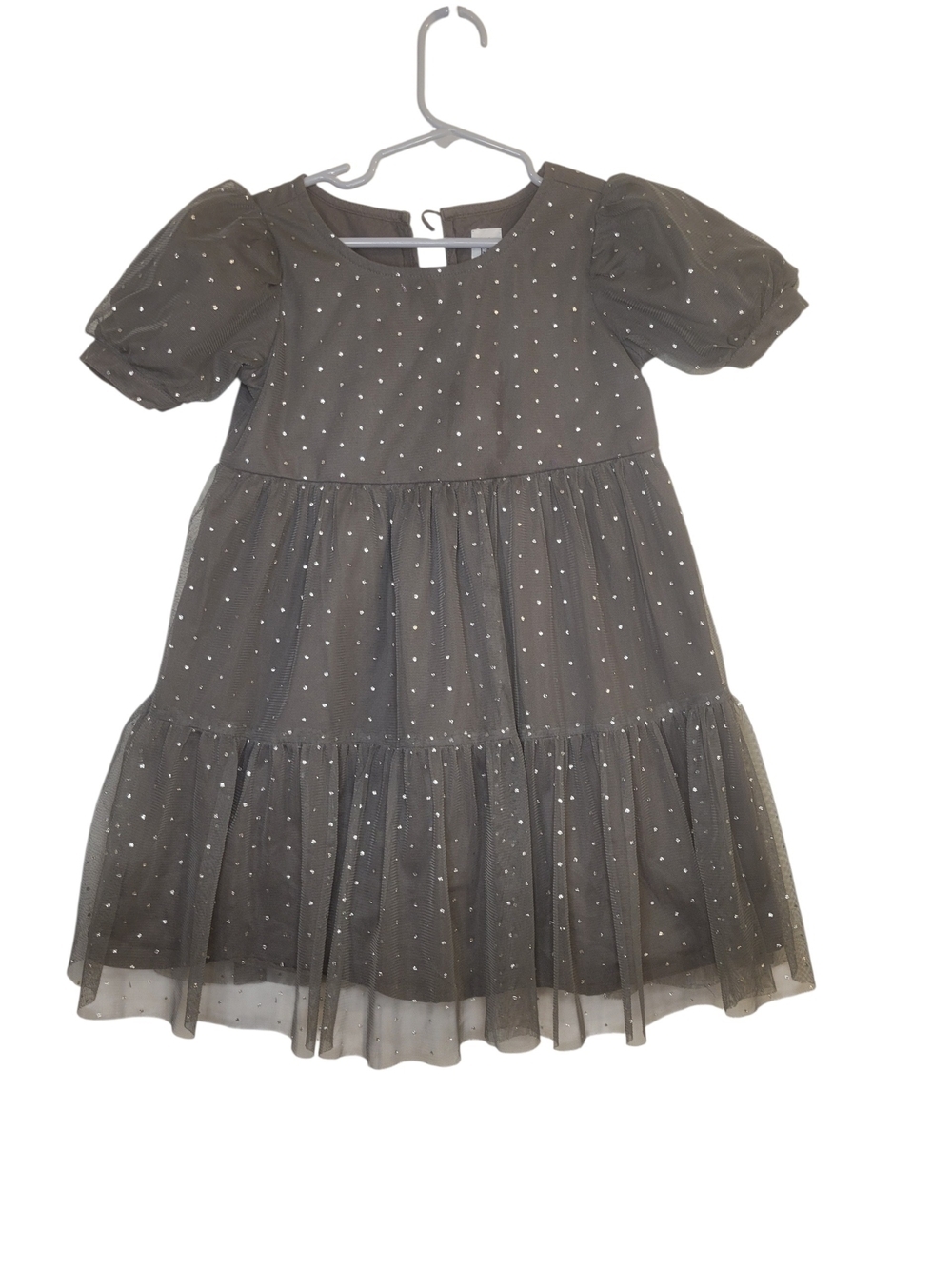 Gap Kids Gray Sparkle Tiered Tulle Dress